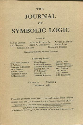 THE JOURNAL OF SYMBOLIC LOGIC. VOLUME 32. NUMBER 4. DECEMBER 1967.