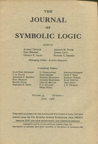 THE JOURNAL OF SYMBOLIC LOGIC. VOLUME 33. NUMBER 2. JUNE  1968.