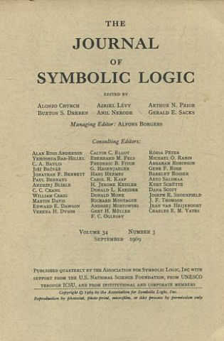 THE JOURNAL OF SYMBOLIC LOGIC. VOLUME 34. NUMBER 3. SEPTEMBER 1969.