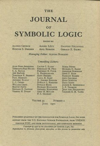 THE JOURNAL OF SYMBOLIC LOGIC. VOLUME 35. NUMBER 2. SEPTEMBER 1970.