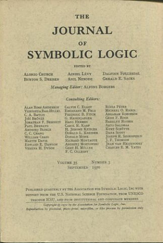 THE JOURNAL OF SYMBOLIC LOGIC. VOLUME 35. NUMBER 3. SEPTEMBER 1970..