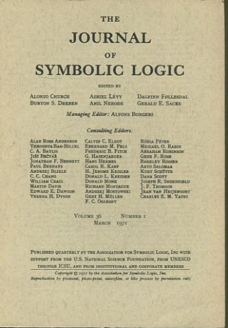 THE JOURNAL OF SYMBOLIC LOGIC. VOLUME 36. NUMBER 1. MARCH 1971.