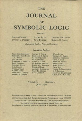 THE JOURNAL OF SYMBOLIC LOGIC. VOLUME 37. NUMBER 2. JUNE 1972.