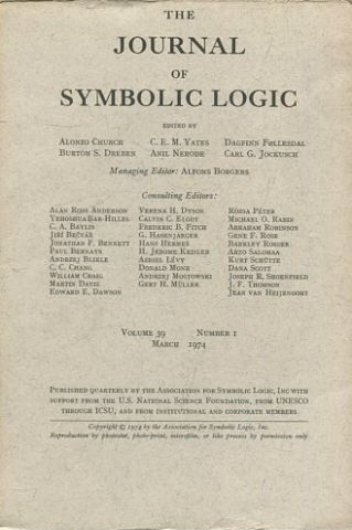 THE JOURNAL OF SYMBOLIC LOGIC. VOLUME 39. NUMBER 1. MARCH 1974.