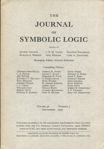 THE JOURNAL OF SYMBOLIC LOGIC. VOLUME 40. NUMBER 3. SEPTEMBER 1975.