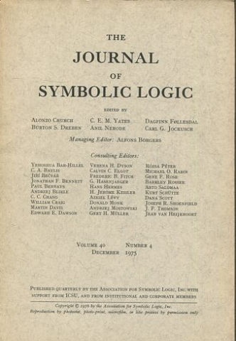 THE JOURNAL OF SYMBOLIC LOGIC. VOLUME 40. NUMBER 4. DECEMBER 1975.