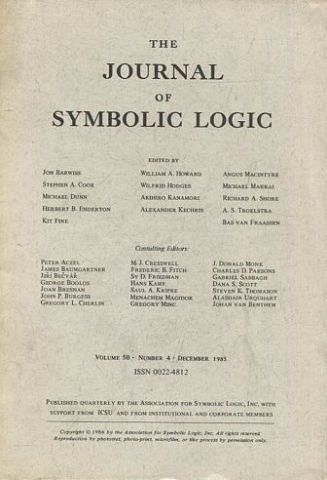 THE JOURNAL OF SYMBOLIC LOGIC. VOLUME 40. NUMBER 4. SEPTEMBER 1985.