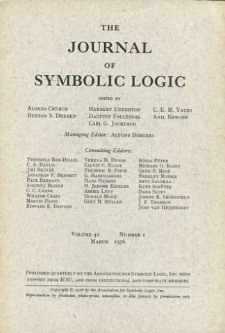 THE JOURNAL OF SYMBOLIC LOGIC. VOLUME 41. NUMBER 1. MARCH 1976.