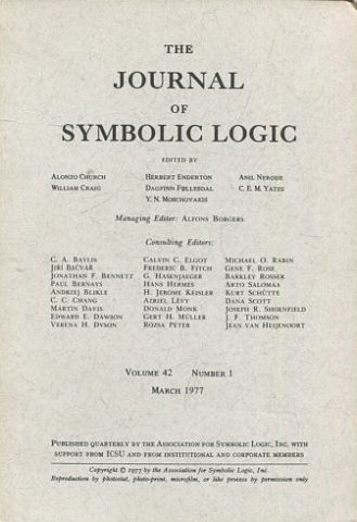 THE JOURNAL OF SYMBOLIC LOGIC. VOLUME 42. NUMBER 1. MARCH 1977.