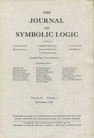 THE JOURNAL OF SYMBOLIC LOGIC. VOLUME 43. NUMBER 3. SEPTEMBER 1978.