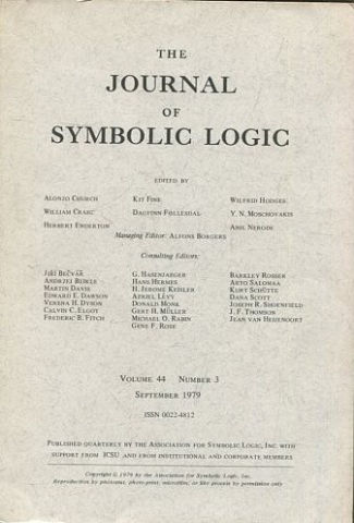 THE JOURNAL OF SYMBOLIC LOGIC. VOLUME 44. NUMBER 3. SEPTEMBER 1979.