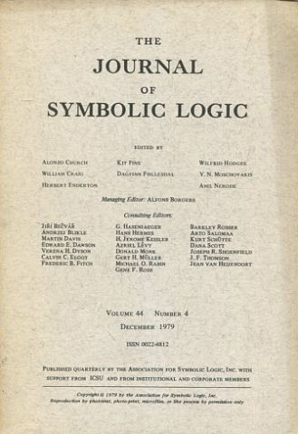 THE JOURNAL OF SYMBOLIC LOGIC. VOLUME 44. NUMBER 4. DECEMBER 1979.