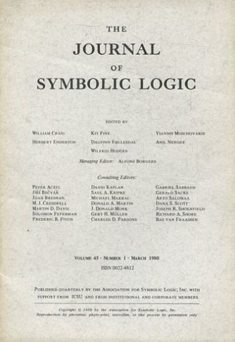 THE JOURNAL OF SYMBOLIC LOGIC VOLUME 45 NUMBER 1 MARCH 1980.