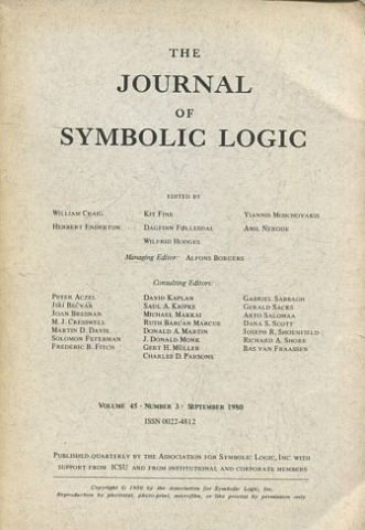 THE JOURNAL OF SYMBOLIC LOGIC. VOLUME 45. NUMBER 3. SEPTEMBER 1980.