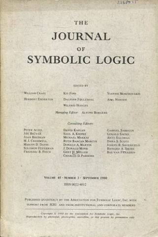 THE JOURNAL OF SYMBOLIC LOGIC VOLUME 45 NUMBER 3 SEPTEMBER 1980.