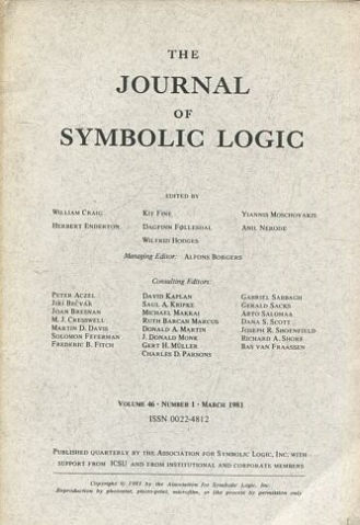 THE JOURNAL OF SYMBOLIC LOGIC. VOLUME 46. NUMBER 1. MARCH 1981.