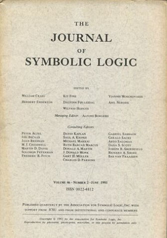 THE JOURNAL OF SYMBOLIC LOGIC. VOLUME 46. NUMBER 2. JUNE 1981.