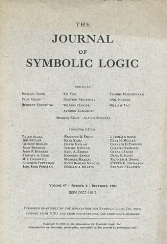 THE JOURNAL OF SYMBOLIC LOGIC. VOLUME 47. NUMBER 4. SEPTEMBER 1982.