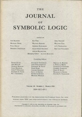 THE JOURNAL OF SYMBOLIC LOGIC. VOLUME 48. NUMBER 1. MARCH 1983.