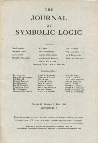 THE JOURNAL OF SYMBOLIC LOGIC. VOLUME 48. NUMBER 2. JUNE 1983.