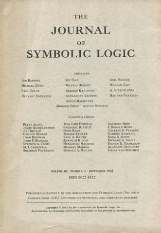 THE JOURNAL OF SYMBOLIC LOGIC. VOLUME 48. NUMBER 3. SEPTEMBER 1983.