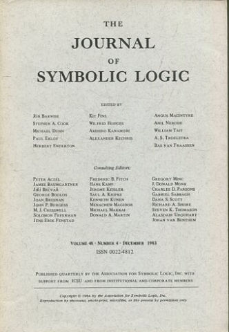 THE JOURNAL OF SYMBOLIC LOGIC. VOLUME 48. NUMBER 4. DECEMBER 1983.