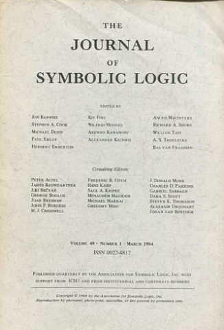 THE JOURNAL OF SYMBOLIC LOGIC. VOLUME 49. NUMBER 1. SEPTEMBER 1984.