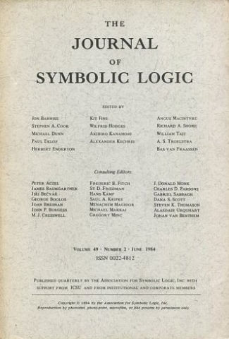 THE JOURNAL OF SYMBOLIC LOGIC. VOLUME 49. NUMBER 2. JUNE 1984.