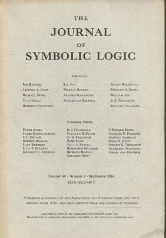 THE JOURNAL OF SYMBOLIC LOGIC. VOLUME 49. NUMBER 3. SEPTEMBER 1984.