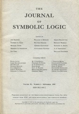 THE JOURNAL OF SYMBOLIC LOGIC VOLUME 50 NUMBER 3 SEPTEMBER 1985.