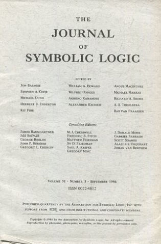 THE JOURNAL OF SYMBOLIC LOGIC. VOLUME 51. NUMBER 3. SEPTEMBER 1986.