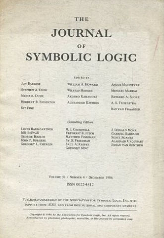 THE JOURNAL OF SYMBOLIC LOGIC VOLUME 51 NUMBER 4 DECEMBER 1986.