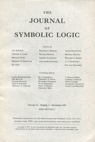 THE JOURNAL OF SYMBOLIC LOGIC. VOLUME 52. NUMBER 3. SEPTEMBER 1987.