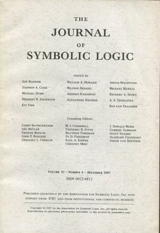 THE JOURNAL OF SYMBOLIC LOGIC. VOLUME 52. NUMBER 4. DECEMBER 1987.