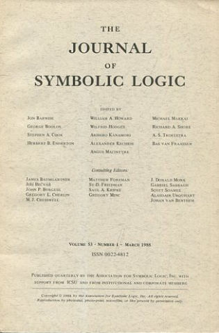 THE JOURNAL OF SYMBOLIC LOGIC. VOLUME 53. NUMBER 1. MARCH 1988.