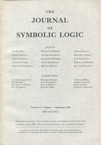 THE JOURNAL OF SYMBOLIC LOGIC. VOLUME 53. NUMBER 3. SEPTEMBER 1988.