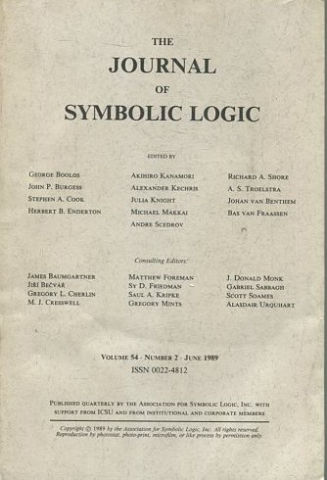 THE JOURNAL OF SYMBOLIC LOGIC VOLUME 54 NUMBER 2 JUNE 1989.