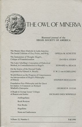 THE OWL OF MINERVA. VOLUME 22, NUMBER 1.