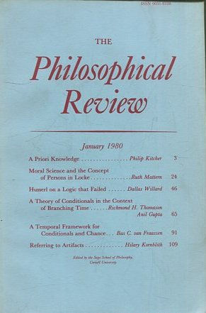 THE PHILOSOPHICAL REVIEW.  VOL: LXXXIX, No. 1. JANUARY 1980. A PRIORI KNOWLEDGE. MORAL SCIENCE AND THE CONCEPT OF PERSONS IN LOCKE.