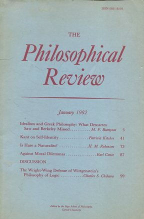 THE PHILOSOPHICAL REVIEW. Volume XCI-1982.