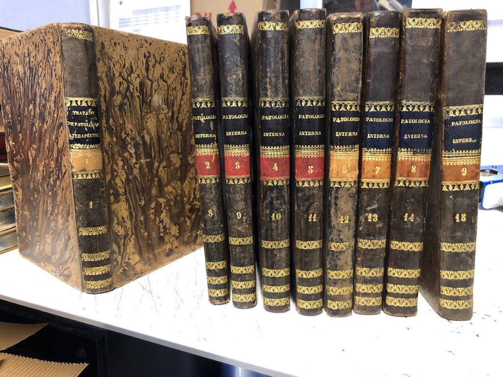 TRATADO COMPLETO DE PATOLOGIA Y TERAPEUTICA GENERAL Y ESPECIAL, QUE CONTIENE: 1º UNA PATOLOGIA Y TERAPEUTICA GENERAL. 2º UNA PATALOGIA ESTERNA. 3º UNA PATOLOGIA INTERNA. 4º UN DICCIONARIO DE TERAPEUTICA (9 TOMOS).