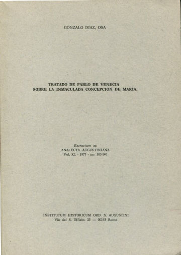 TRATADO DE PABLO DE VENECIA SOBRE LA INMACULADA CONCEPCION DE MARIA.